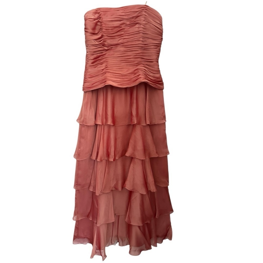 Cachet salmon Strapless Ruched Tiered Cocktail Dress - Picture 3 of 9